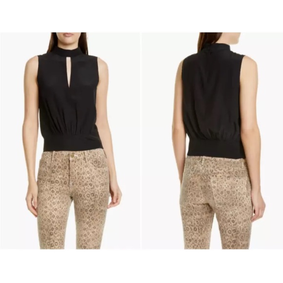 Frame Womens Black Keyhole Hidden Back Zipper Blouse Tank Top Shirt size small - Picture 3 of 12